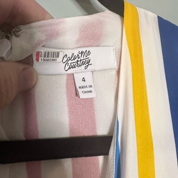 Color Me Courtney Women’s Striped Jumpsuit V Neck Contrast Multi Color - Picture 3 of 7